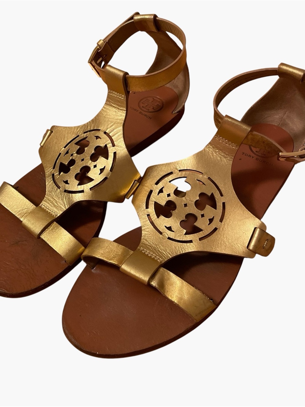Tory Burch Gold Leather Upper Sandals size 9m